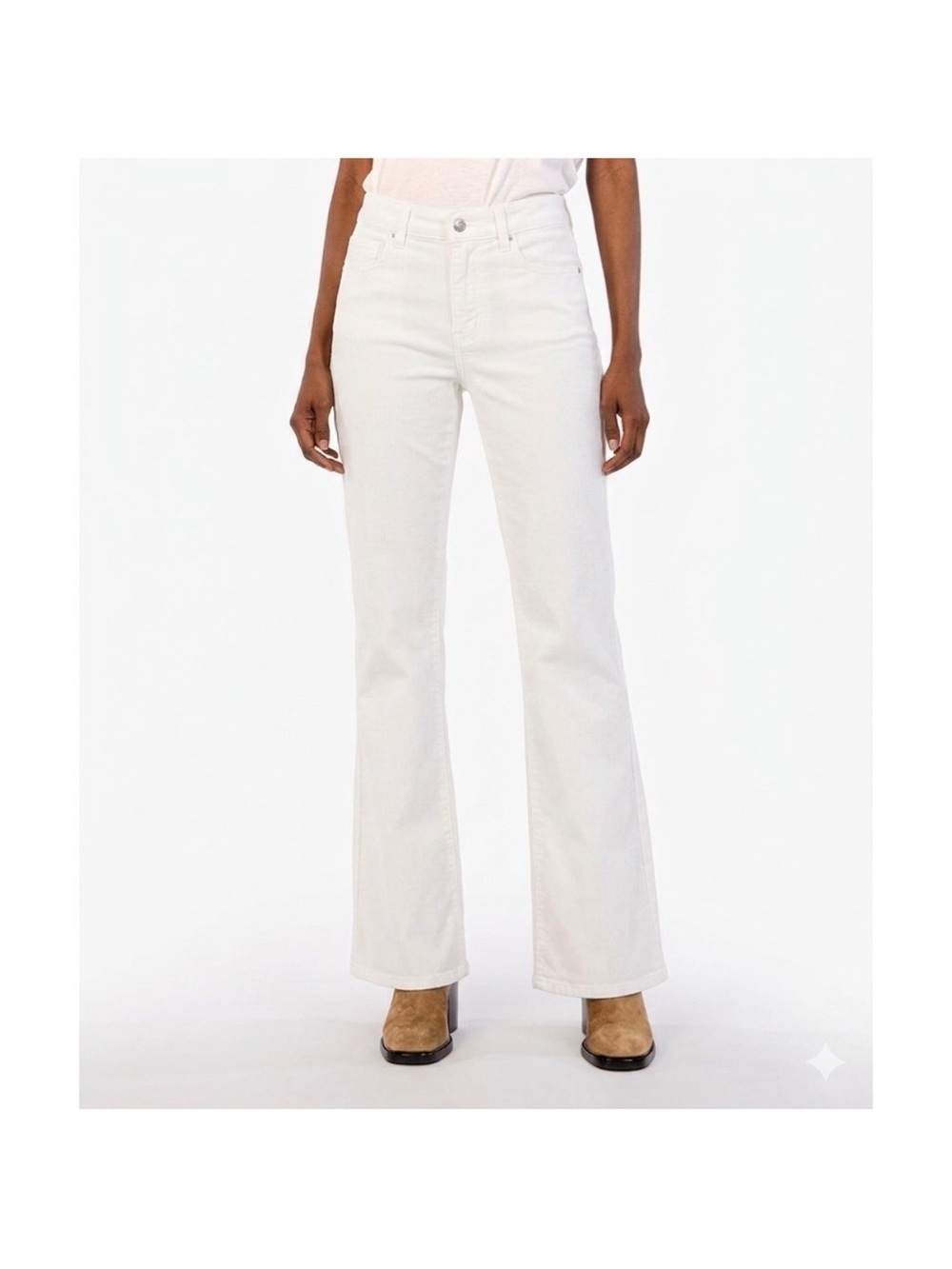 Kut From the Kloth Jeans Womens 14 Ana High Rise Fab Flare New White Corduroy